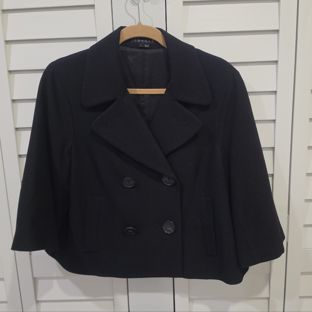 Theory Gerta - Cropped Wool 3/4th Sleeve Jacket